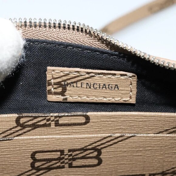 BALENCIAGA Chain Le Cagoule Mini Shoulder Bag Leather Beige Silver Auth bs27430 - Picture 13 of 16